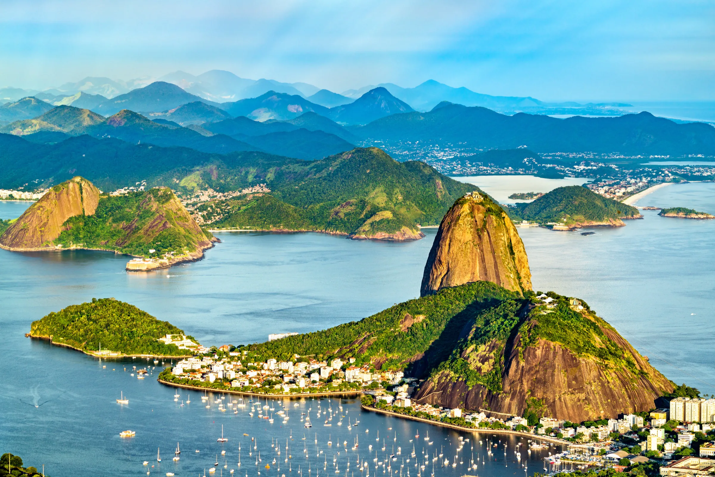 Rio de Janeiro and Sugarloaf Mountain beside the Atlantic Ocean